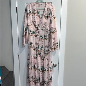 Glamorous Pink and Green Patterned Dress